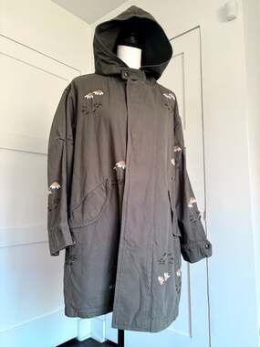 The Great. Daisy Embroidered Parka Jacket Olive Green Ladies Size 0/Small